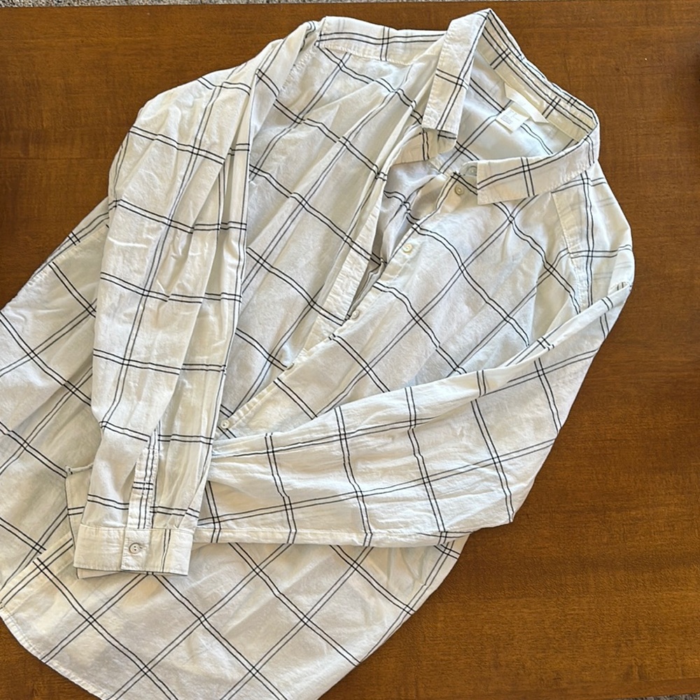 Women’s Oversized White Plaid Shirt